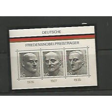 Alemanha Federal - Bloco 10 -  Laureados Alemães do Premio da Paz - Gustave Stresemann - Ludwing Quidde - Cal Von Ossietzky   