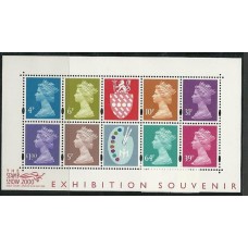 Inglaterra - Bloco 09-Rainha Elizabeth Exhibition Souvenir