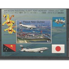 Papua Nova Guiné - Avião/Orquídea/Flor de Cerejeira(TRAN-P03)