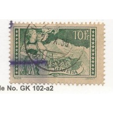 Suiça - 245 - Selo definitivo 10 Fr. Verde Suiça - 245 - Selo definitivo 10 Fr. Verde
