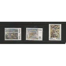 Peru -  Aéreos  0375/7  - Pinturas diversas -Barcos de Toratora   - Ponte  de Yananacu -Aves Peruanas  -  sem goma